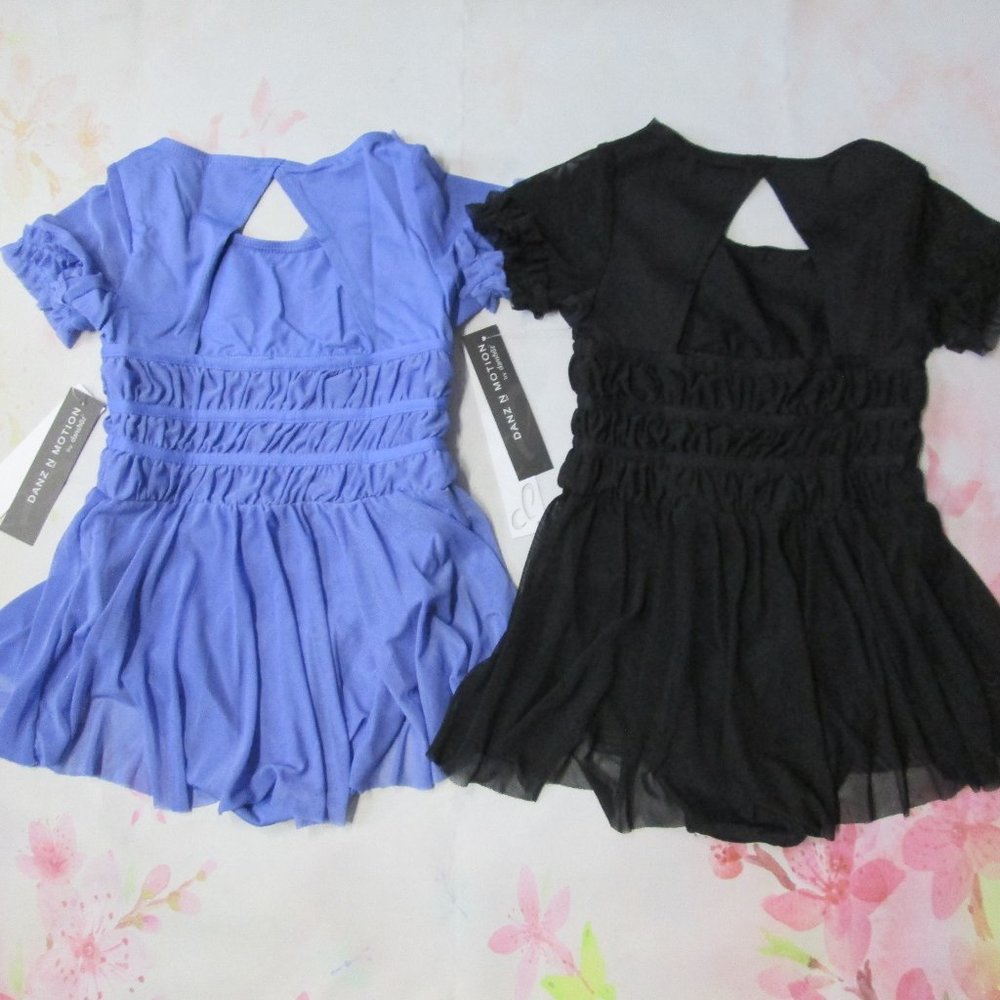 Dance Leotard Dress New 2-4 4-6 6-7 8-10 12-14 Blue Black Ballet Dance Costume - Picture 5 of 8